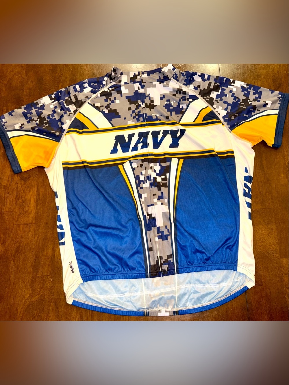 Primal Wear Navy Camo Cycling Jersey Short Sleeve Full Zip USN Pockets Men’s 5XL
